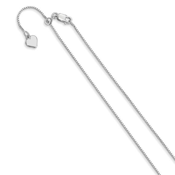 0.8mm Sterling Silver Adjustable Box Chain Necklace, 30 Inch - Picture 1 of 5